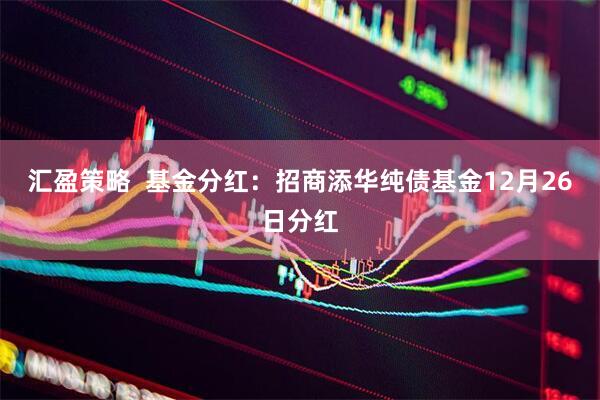 汇盈策略 基金分红:招商添华纯债基金12月26日分红